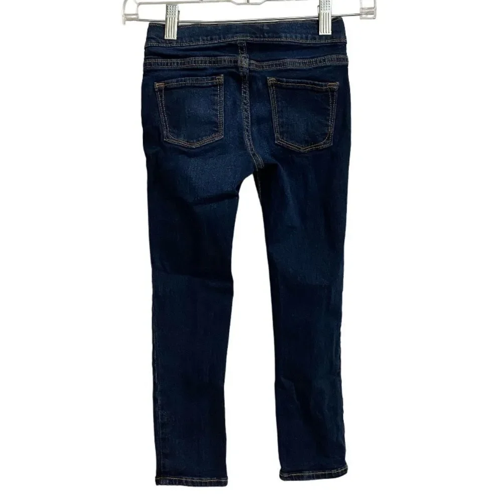 Old Navy Kids Pull-On Skinny Jeans Size S (6-7) Adjustable Waist Dark Wash Denim